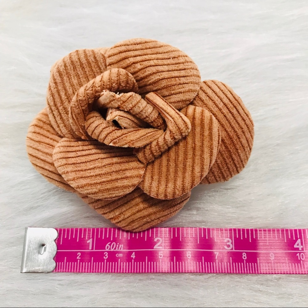 CHANEL Fabric Brown Camellia Brooch Pin - Picture 6 of 7